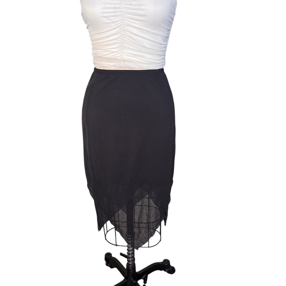 Y2K Fairycore Hanky Hem Mesh Overlay A. Byer Midi Skirt Size Medium Black